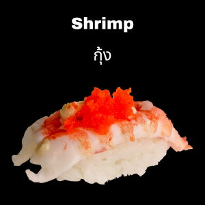 shrimp, nigiri